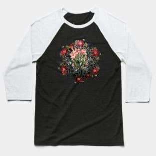 Vintage Oleander Flower Wreath Baseball T-Shirt